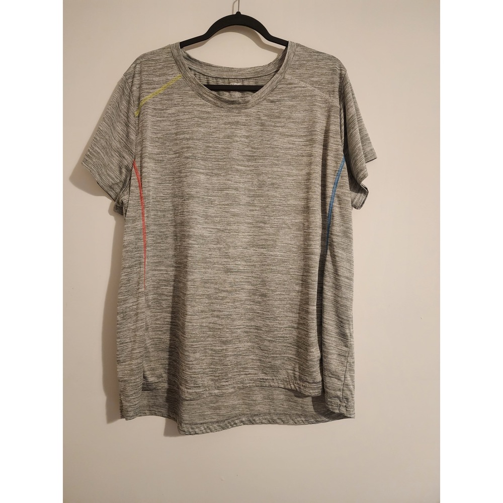 Zone Pro Womens 3X Grey Space Dye Short Sleeve Activewear Tee Contrast Stitch